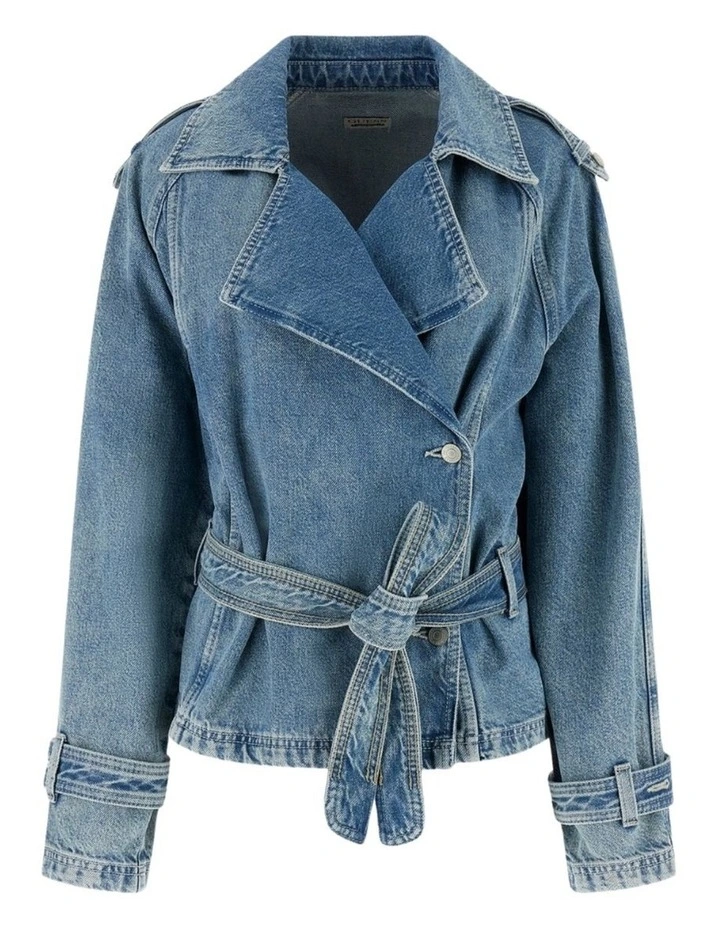 Runa Biker Denim Jacket in Blue image 6