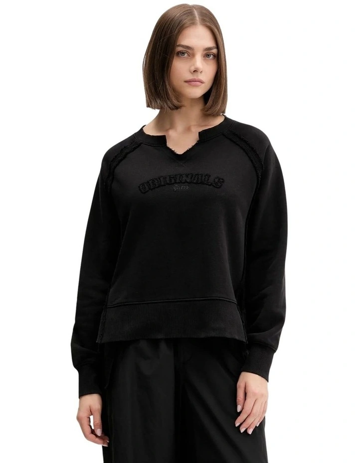 GUESS Originals Vintage Notch Sweatshirt in Black image 1