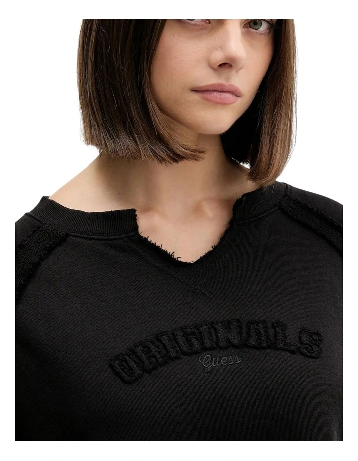 GUESS Originals Vintage Notch Sweatshirt in Black image 3
