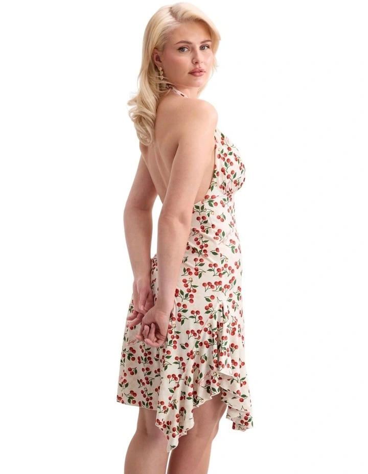 Eco Print Halter Neck Dress in Red Cherries image 2