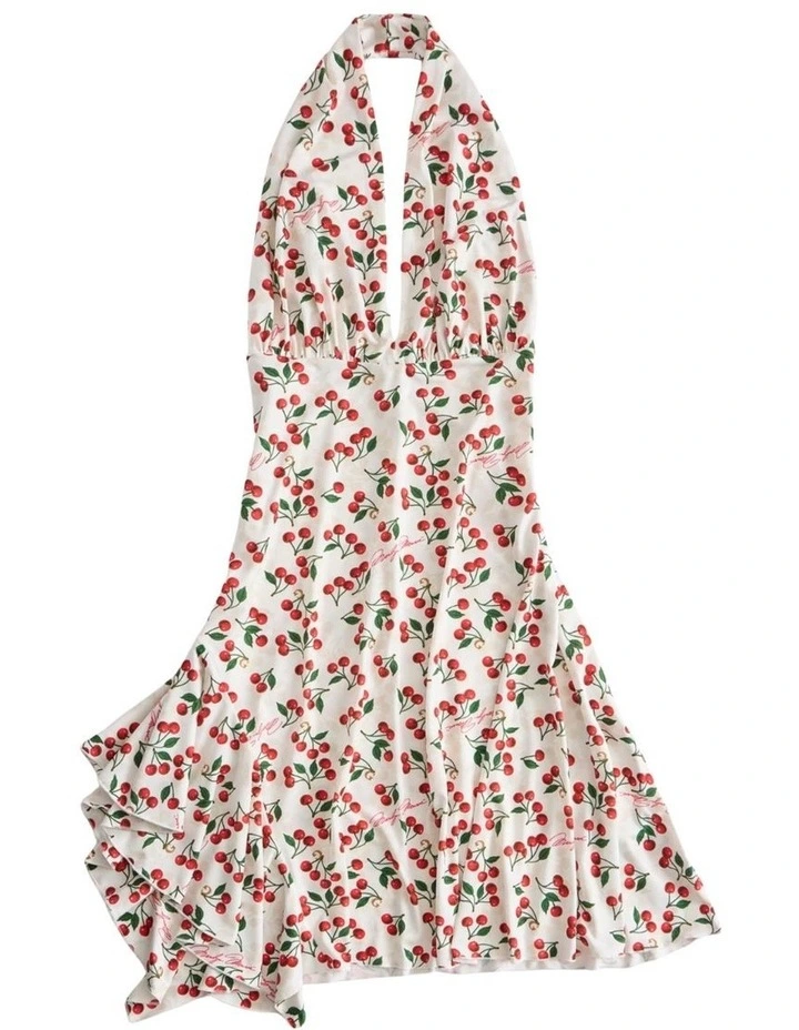 Eco Print Halter Neck Dress in Red Cherries image 5