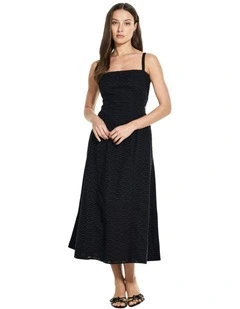 Eco Sharon Sangallo Midi Flare Dress in Black
