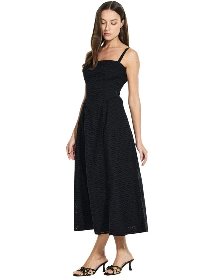 Eco Sharon Sangallo Midi Flare Dress in Black image 3