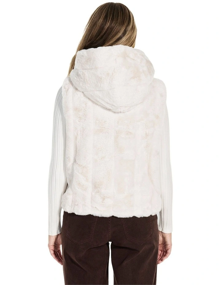 Sophy Hooded Faux-Fur Vest in White image 2