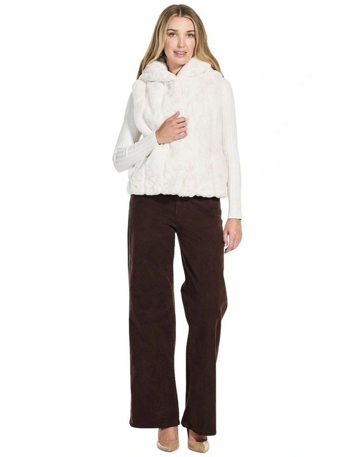 Sophy Hooded Faux-Fur Vest in White image 4