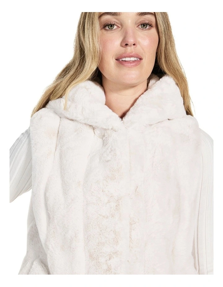 Sophy Hooded Faux-Fur Vest in White image 5