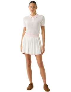 Gabry Pleated Active Knitted Skirt in White