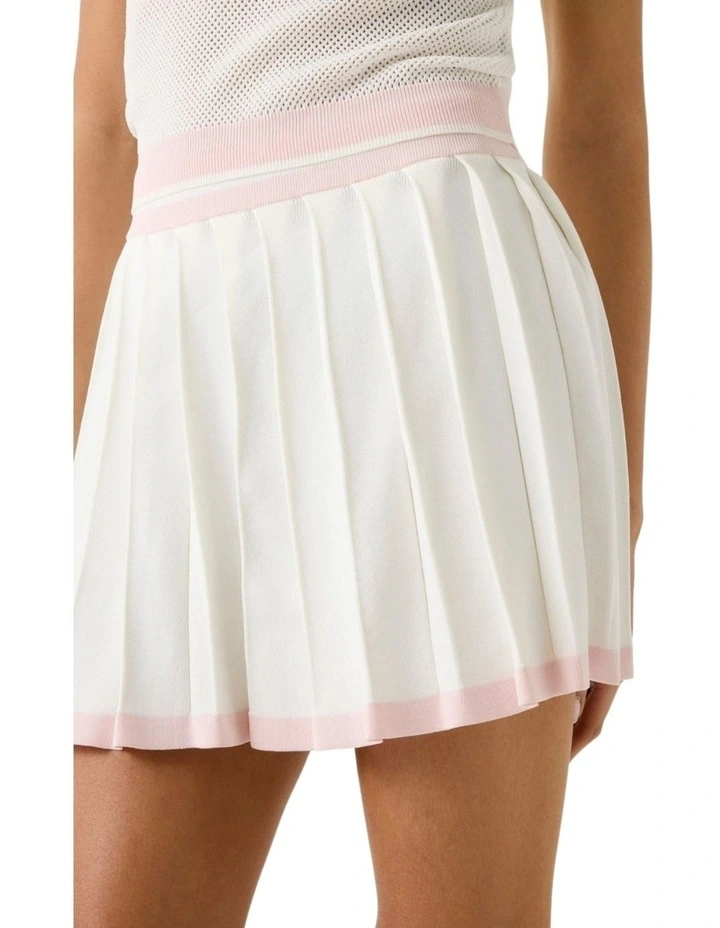 Gabry Pleated Active Knitted Skirt in White image 4