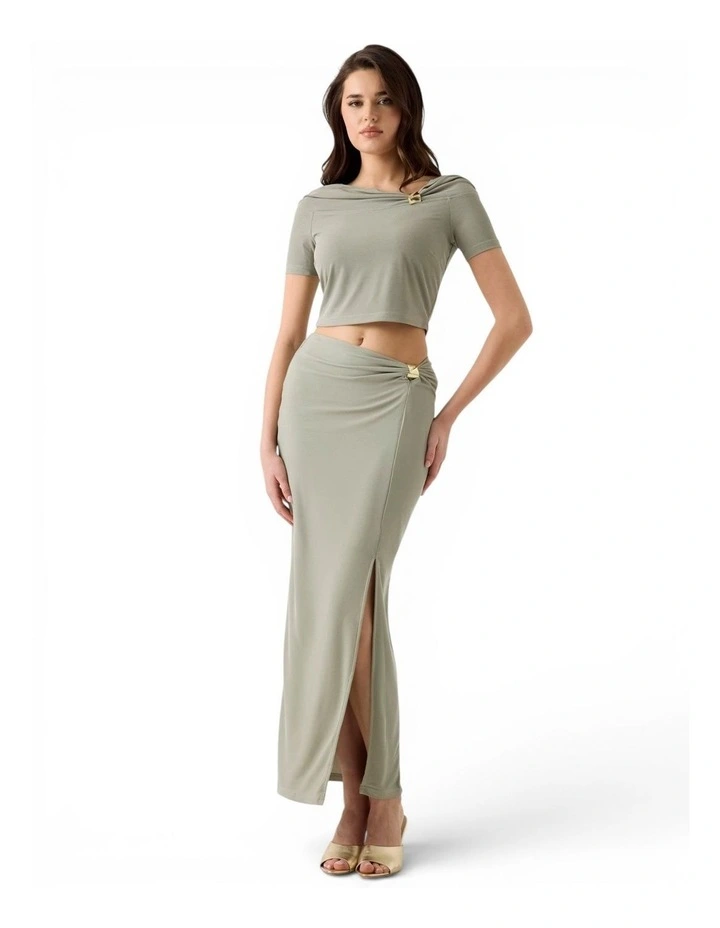 Brigitte Off Shoulder Top in Sage Green image 3