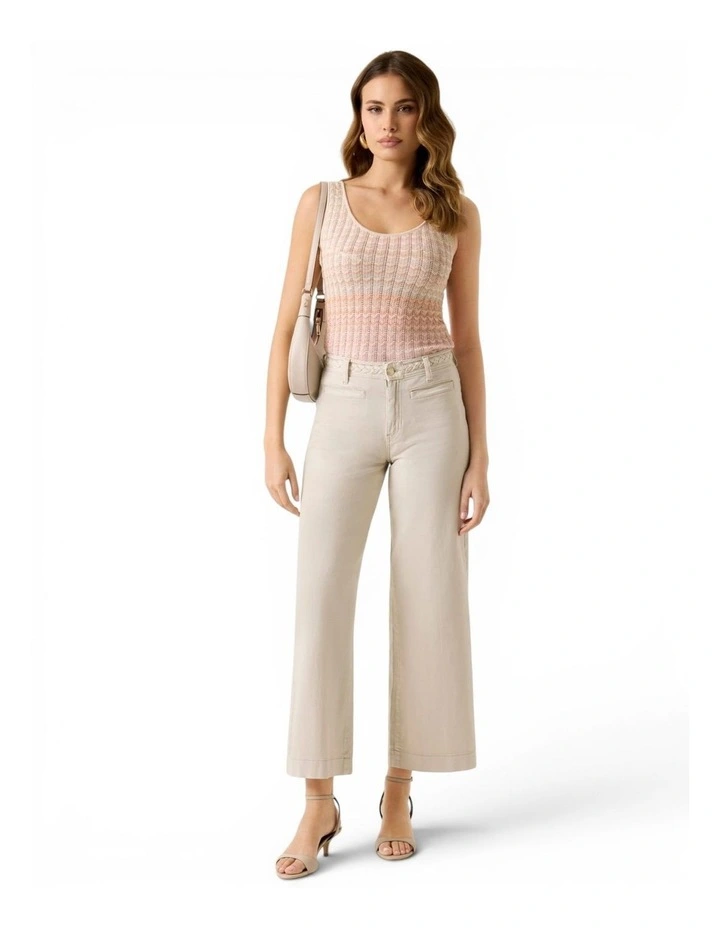 High-Rise Zoya Wide Crop Leg Braided Pants in Beige image 1