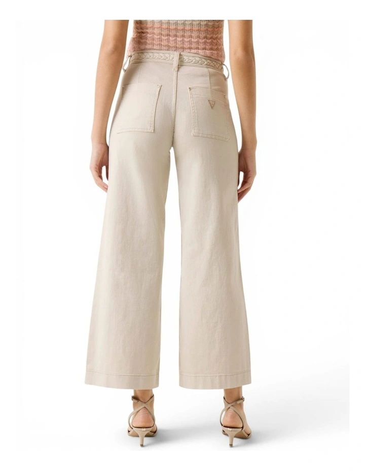 High-Rise Zoya Wide Crop Leg Braided Pants in Beige image 2
