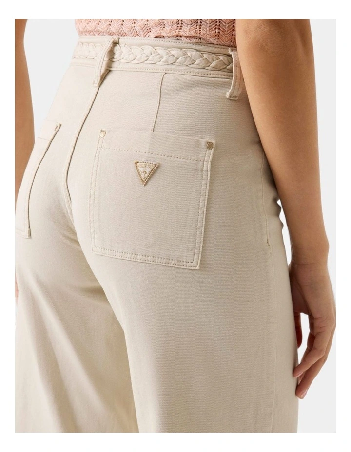 High-Rise Zoya Wide Crop Leg Braided Pants in Beige image 4