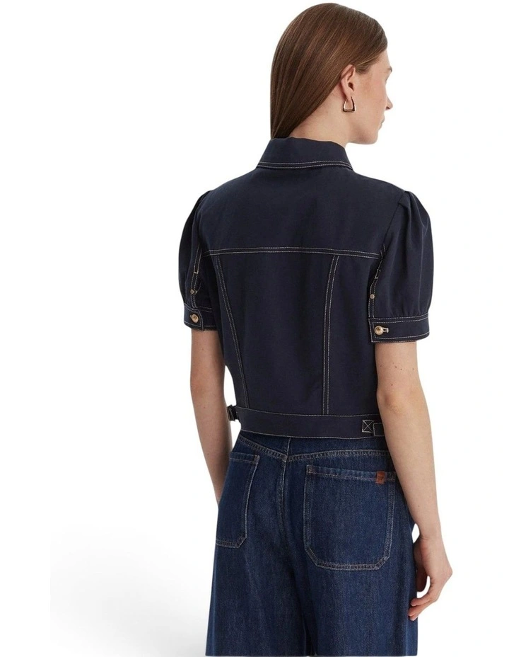 Coreline Contrast Stitch Trucker Jacket in Blue image 2
