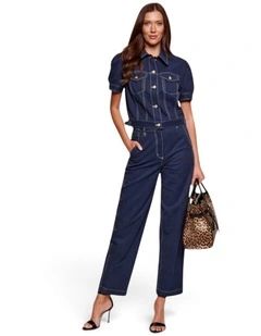 Coreline Contrast Stitch Skater Pants in Blue