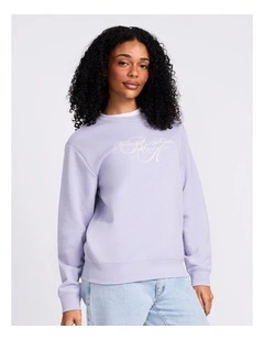 Maple Script Women's Crew in Dusk Purple