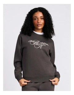 Maple Script Women's Crew in Dark grey