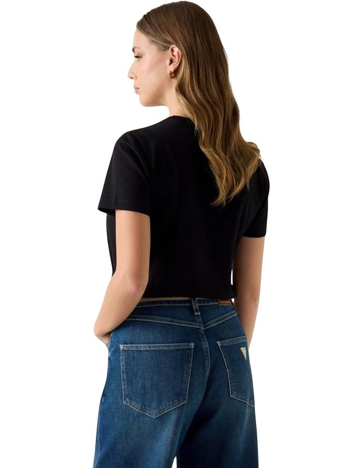 Short Sleeve Studs Script T-Shirt in Black image 4