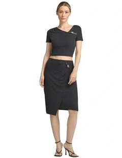 Karole Midi Gathered Skirt in Black