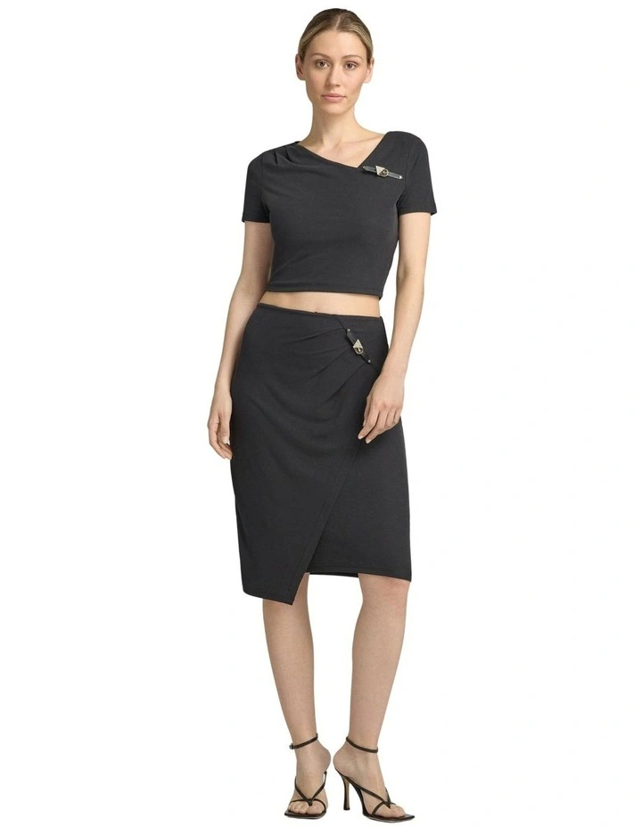 Karole Midi Gathered Skirt in Black image 1