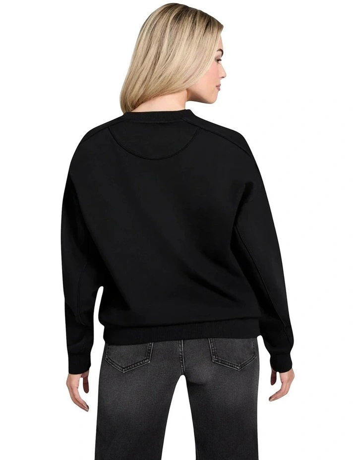 Crew Neck Triangle Studs Sweatshirt in Black image 2