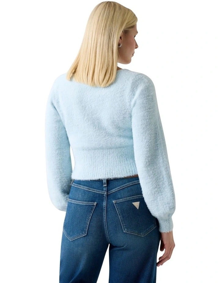 Myko Fuzzy Cardigan in Light Blue image 2