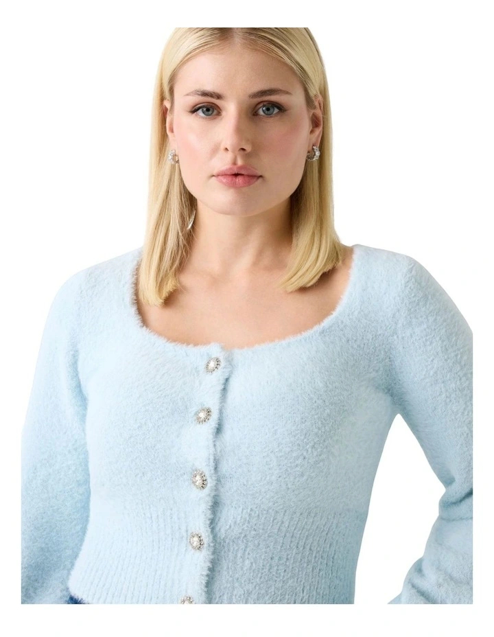 Myko Fuzzy Cardigan in Light Blue image 3