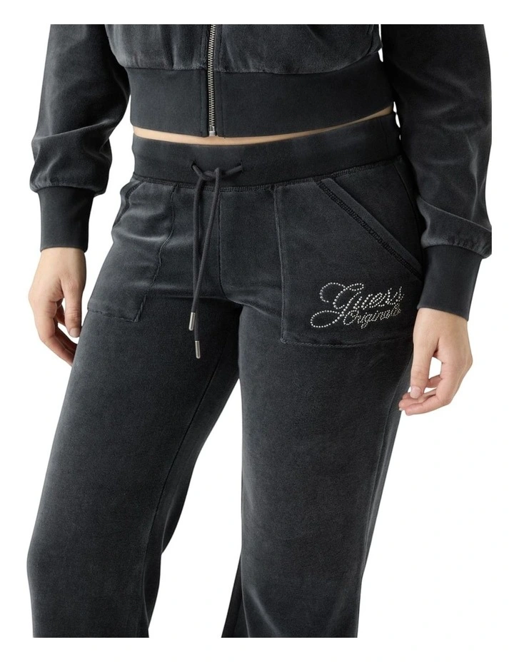 Originals Eco Rhinestone Velour Sweatpants in  Black image 4