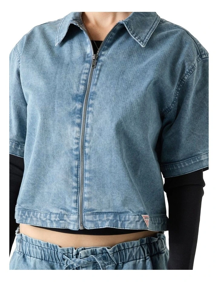 Originals Cropped Zipped Shirt in Blue image 4