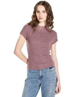 Perilla Ribbed Sweater in Purple