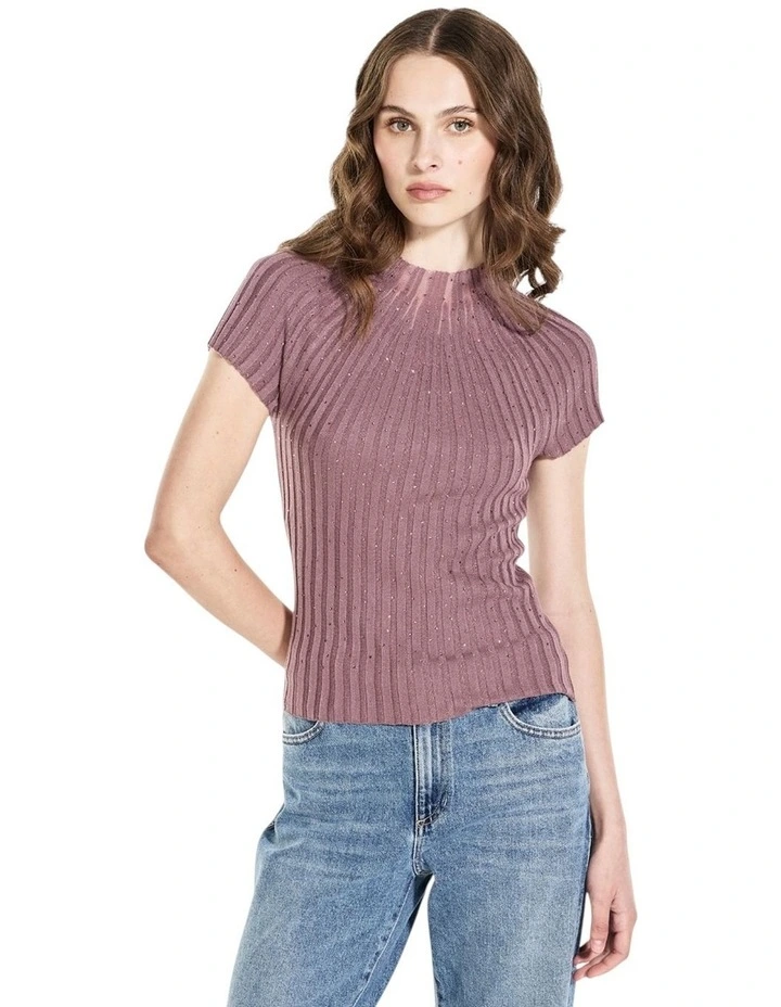 Perilla Ribbed Sweater in Purple image 1