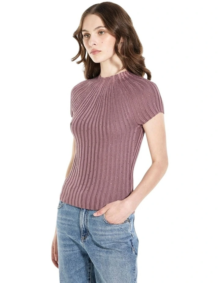 Perilla Ribbed Sweater in Purple image 3
