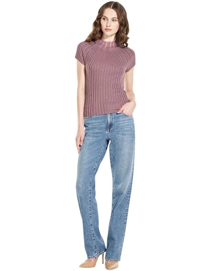 Perilla Ribbed Sweater in Purple image 4