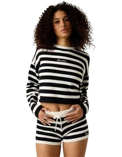 Guess Jeans Striped Knit Sweater in Black White