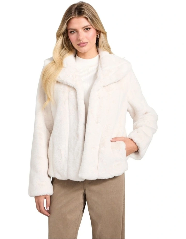 Sophy Faux-Fur Jacket in White image 1
