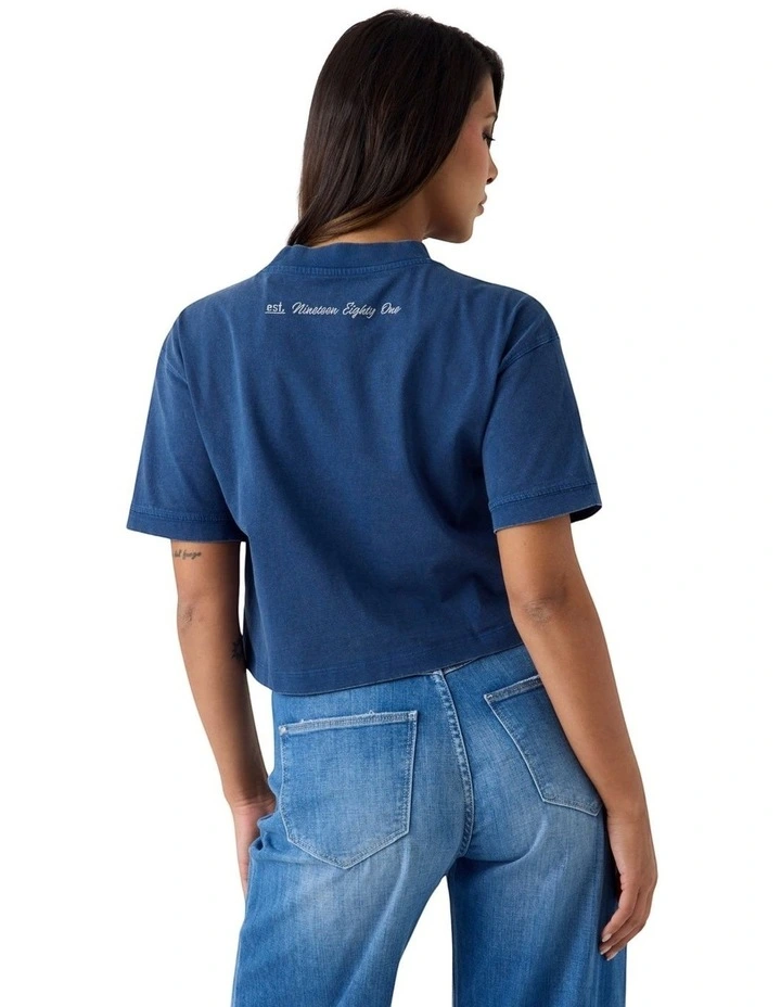 Short Sleeve Effect Logo Tee in Blue image 3