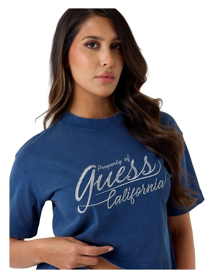 Short Sleeve Effect Logo Tee in Blue image 4