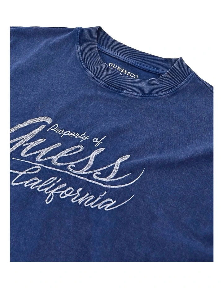 Short Sleeve Effect Logo Tee in Blue image 5