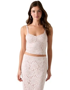Katrina Lace Cropped Bralette Top in Pink