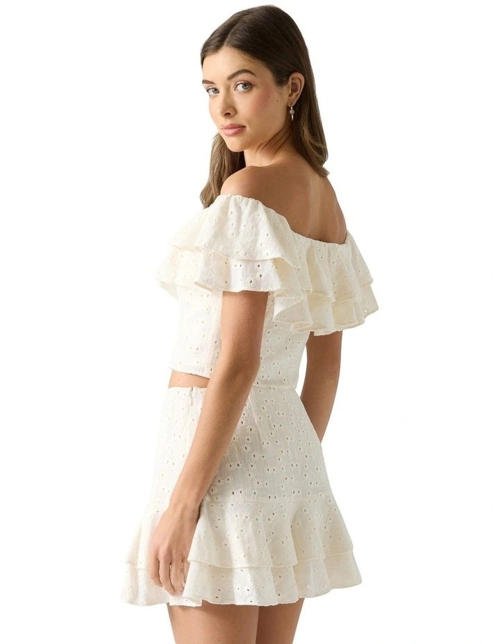 Sade Ruffle Off Shoulder Top in White image 3