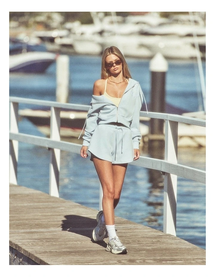 Slow Mode Crop Hoodie in Chambray Blue image 2