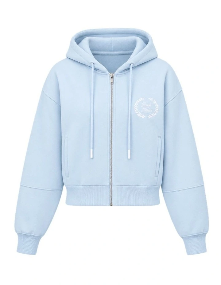 Slow Mode Crop Hoodie in Chambray Blue image 5