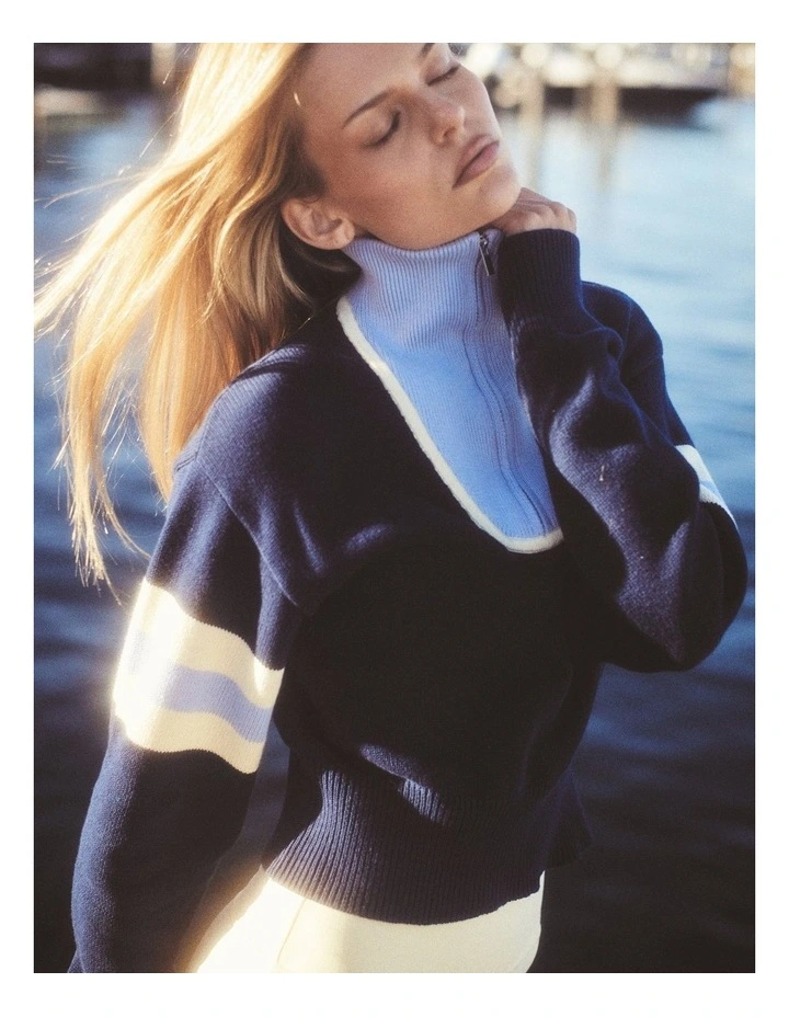 Victory Zip Knit in Navy image 2