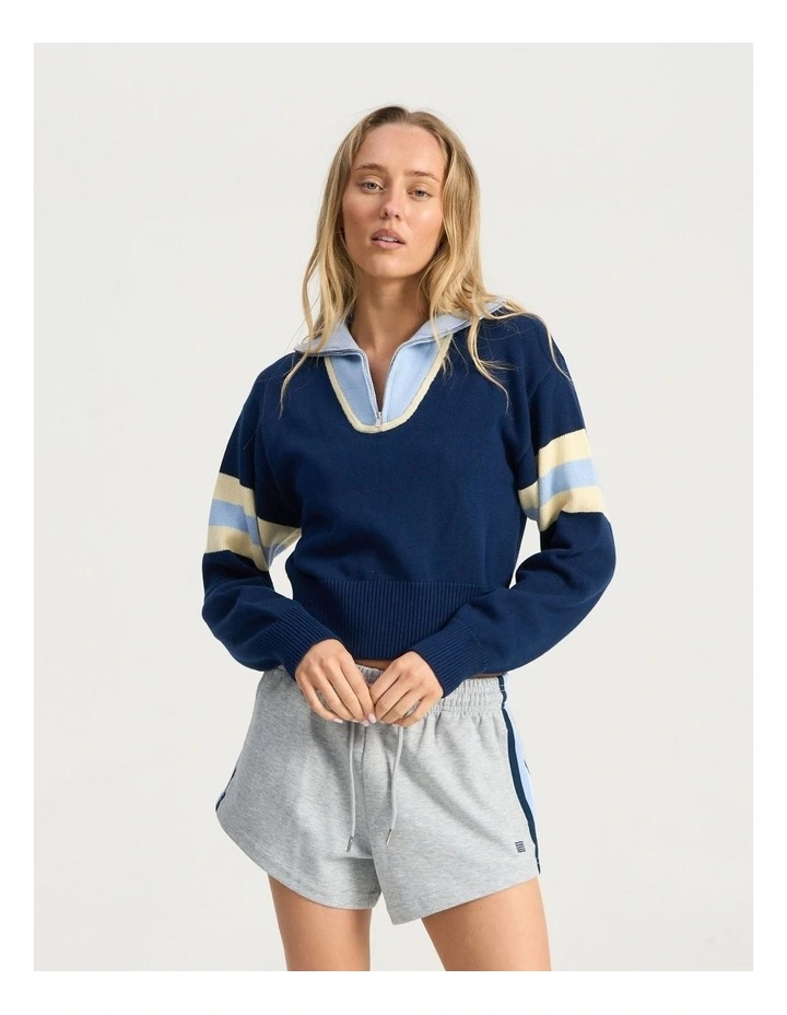 Victory Zip Knit in Navy image 4