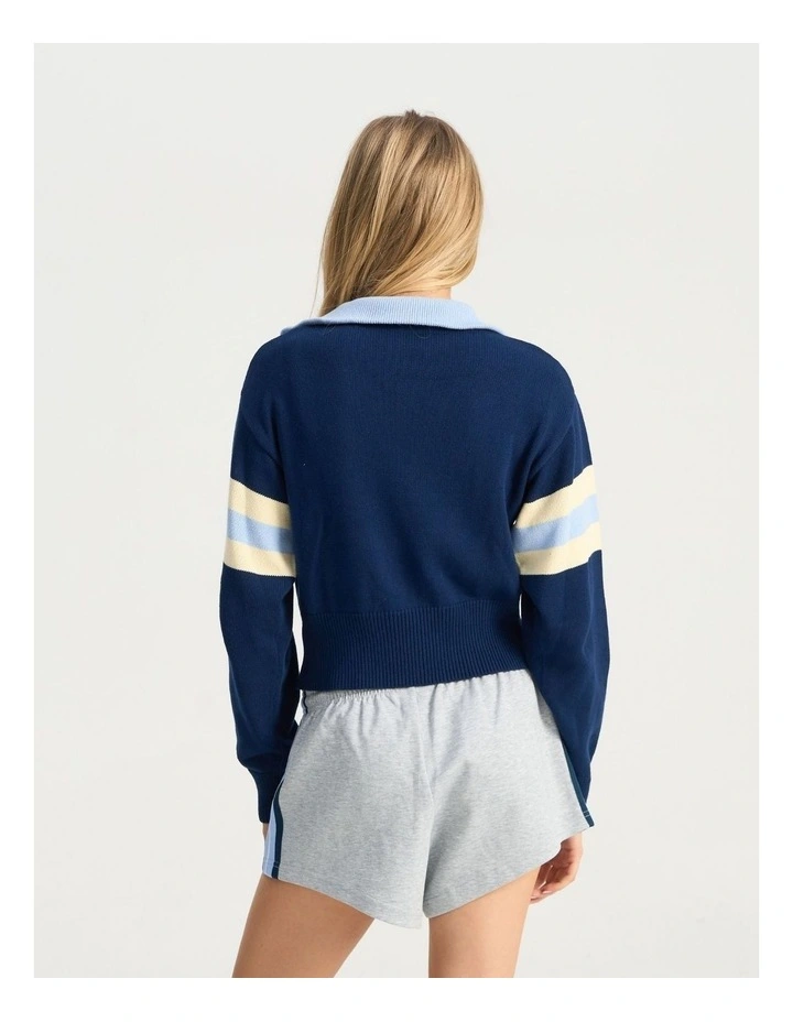 Victory Zip Knit in Navy image 5