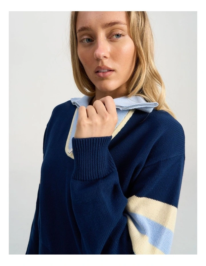 Victory Zip Knit in Navy image 6