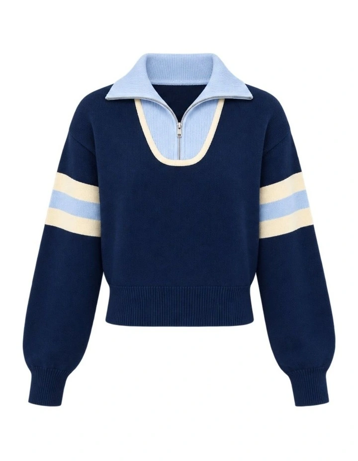 Victory Zip Knit in Navy image 7