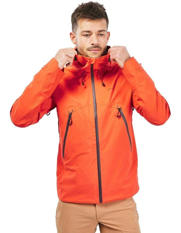 Hiking Lightweight Waterproof Jacket MH500 in Orange image 1