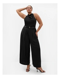 Clara Halter Wide Leg Jumpsuit in Black