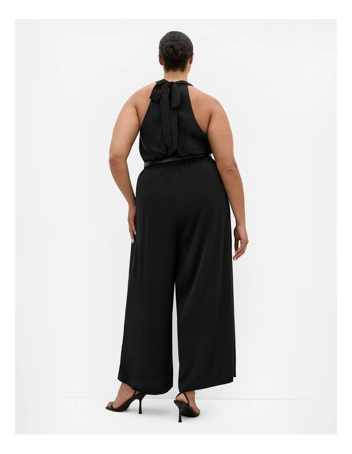 Clara Halter Wide Leg Jumpsuit in Black image 2