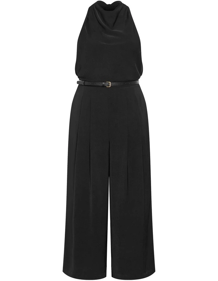 Clara Halter Wide Leg Jumpsuit in Black image 3